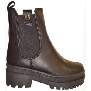 bota chelsea negra mujer con elástico y suela track